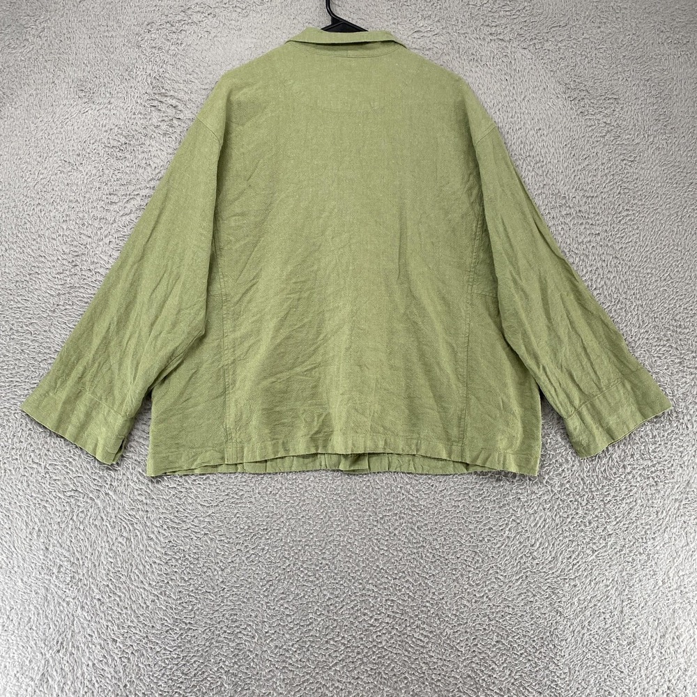 Coldwater Creek Jacket Womens 2X Green Linen Blend Button Front Capsule - Picture 7 of 11